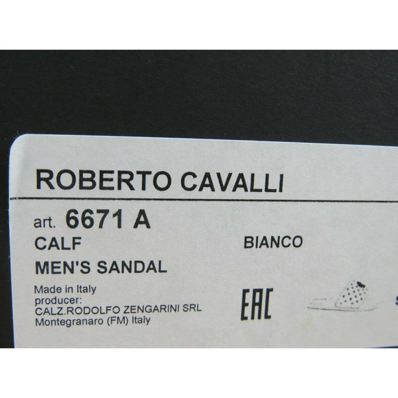 ROBERTO CAVALLI WHITE LEATHER SNAKE MEDALLION LOGO STUD SANDAL 44.5 / 11.5 ITALY main image 4